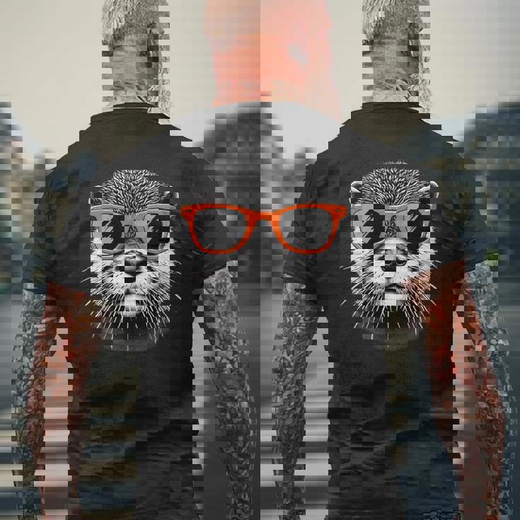 サングラスをかけたクールなカワウソのグラフィックアート 長袖tシャツ メンズTシャツ バックプリント 高齢者への贈り物