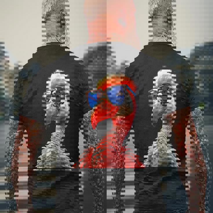 サングラスをかけたフラミンゴ フラミンゴが大好き かわいいフラミンゴ メンズTシャツ バックプリント 高齢者への贈り物