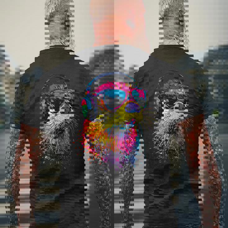 サングラスをかけたラッコ ラッコ大好き テンテン かわいい カワウソ メンズTシャツ バックプリント 高齢者への贈り物