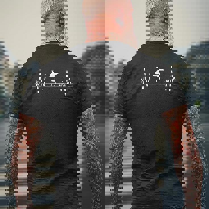 サーファー ハートビート サーフィン サーフボード サーフラバー メンズ ボーイズ ビーチ メンズTシャツ バックプリント 高齢者への贈り物