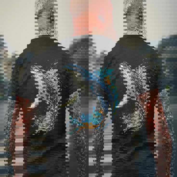 ザトウクジラ 動物 グラフィック イラスト ザトウクジラ メンズTシャツ バックプリント 高齢者への贈り物