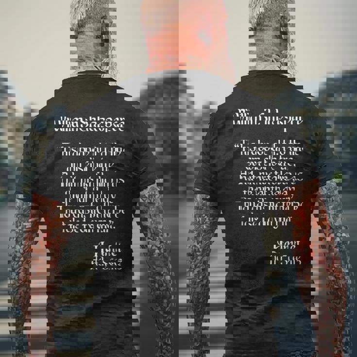 シェイクスピアの名言 To Thine Ownelf Be True Hamlet メンズTシャツ バックプリント 高齢者への贈り物