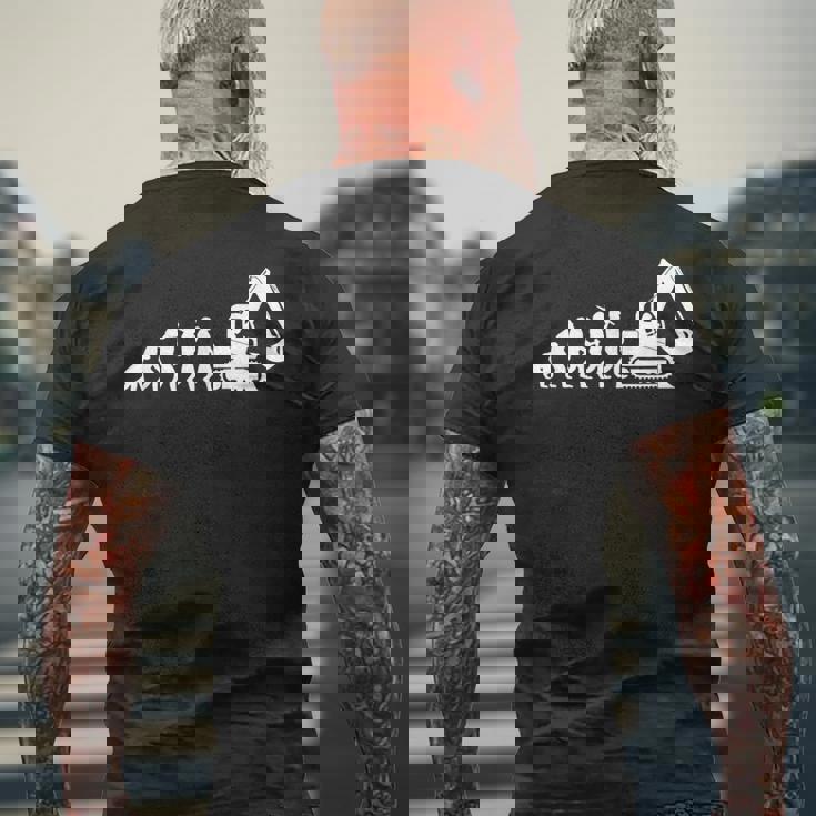 ショベルドライバー進化重機オペレーター メンズTシャツ バックプリント 高齢者への贈り物