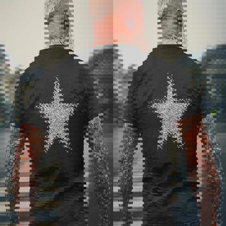 シルバー 星 5つの突起 メンズTシャツ バックプリント 高齢者への贈り物