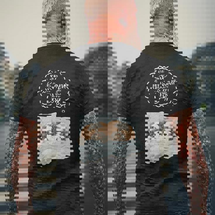 シーズー 犬 ナイトガウン パジャマ メンズTシャツ バックプリント 高齢者への贈り物