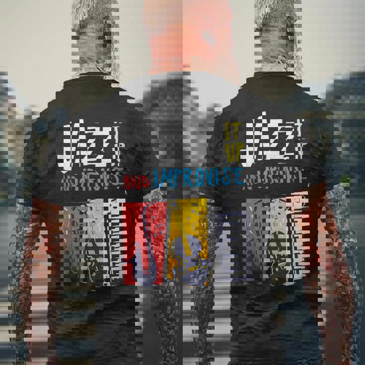 ジャズ・イット・アップ・アンド・インプロヴィーズ・ジャズ メンズTシャツ バックプリント 高齢者への贈り物