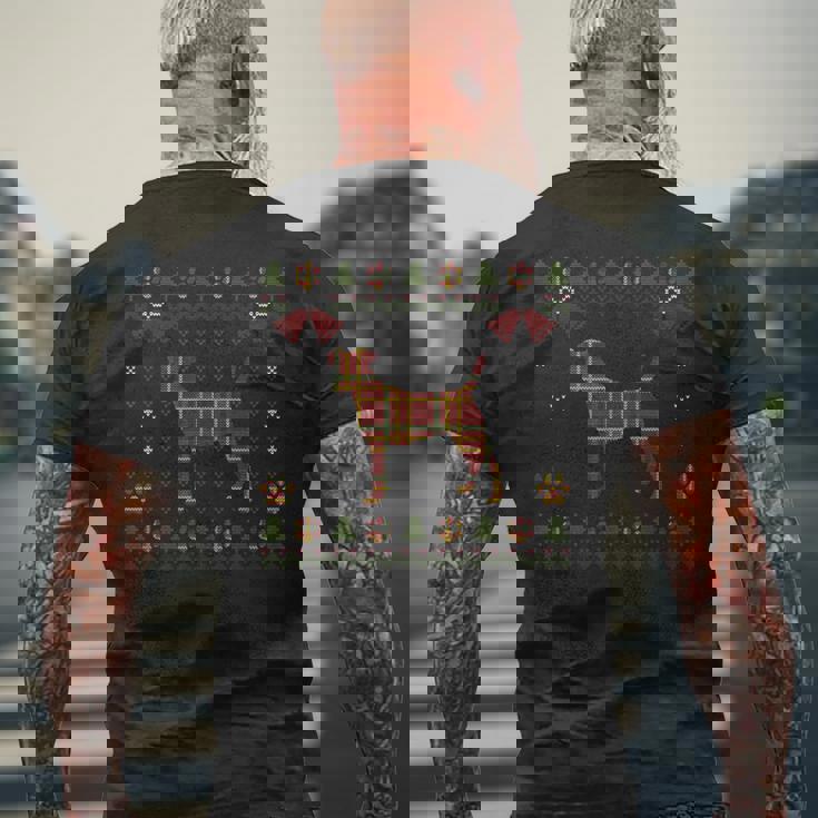 ジャックラッセルテリア レッド 格子柄 犬 アグリークリスマスセーター メンズTシャツ バックプリント 高齢者への贈り物