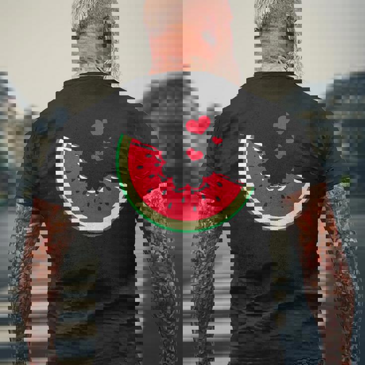 スイカ スライス メロン 夏休み シーズン フルーツ愛好家 メンズTシャツ バックプリント 高齢者への贈り物