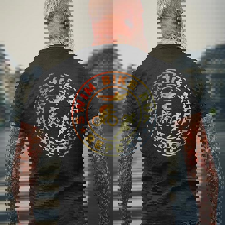 スイム・バイク・ラン・リピート レトロヴィンテージ トライアスリート・トライアスロン用 メンズTシャツ バックプリント 高齢者への贈り物