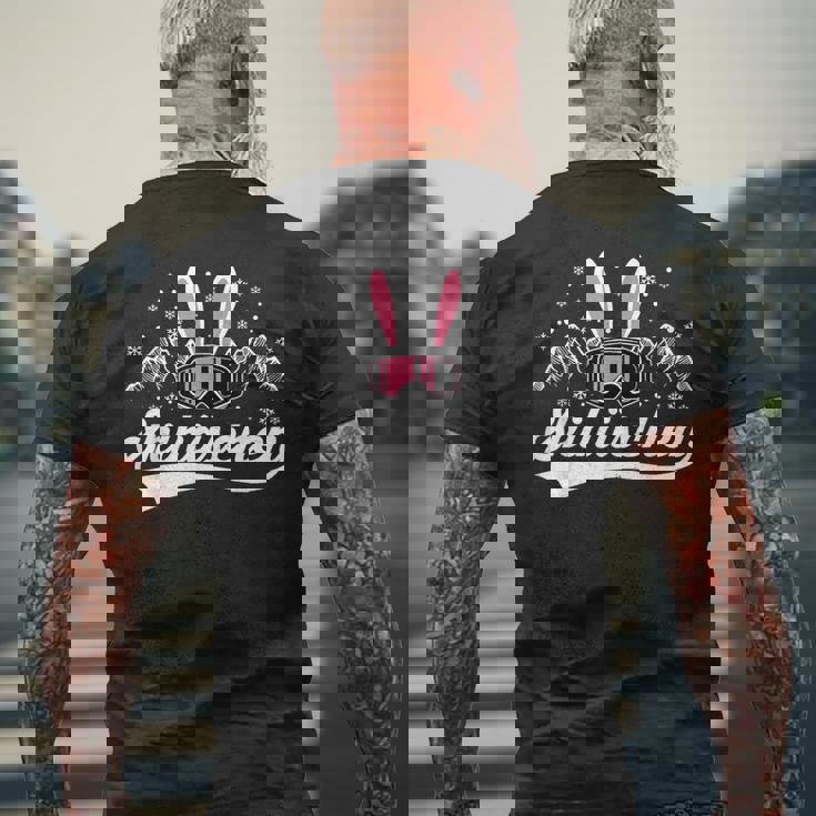 スキーポケット スキー ハザル スキー ゴーグル Apres スキー スキー ウサギ メンズTシャツ バックプリント 高齢者への贈り物