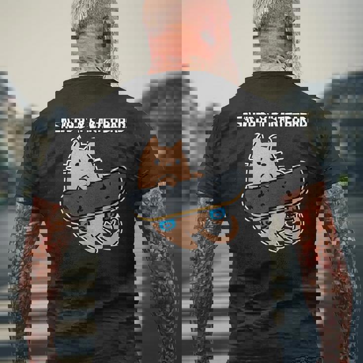 スケートボード猫sk8スケートボードで保存 メンズTシャツ バックプリント 高齢者への贈り物