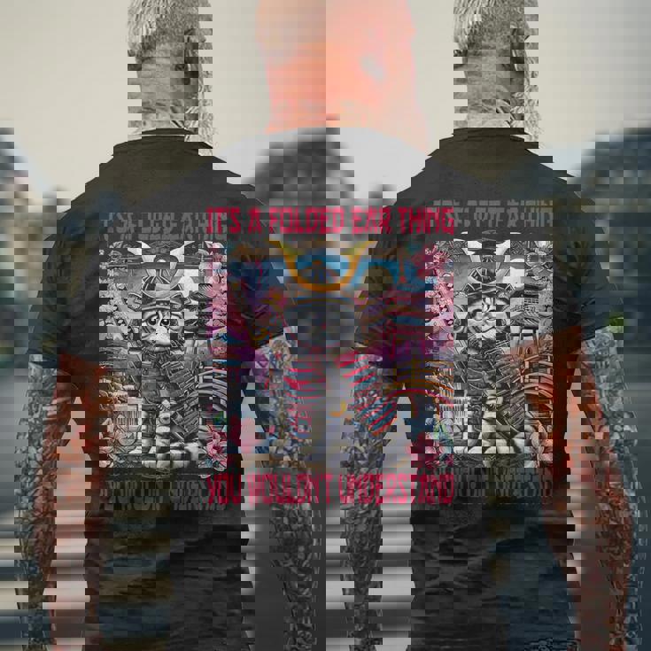 スコティッシュフォールド 耳 折れ 侍風景 メンズTシャツ バックプリント 高齢者への贈り物