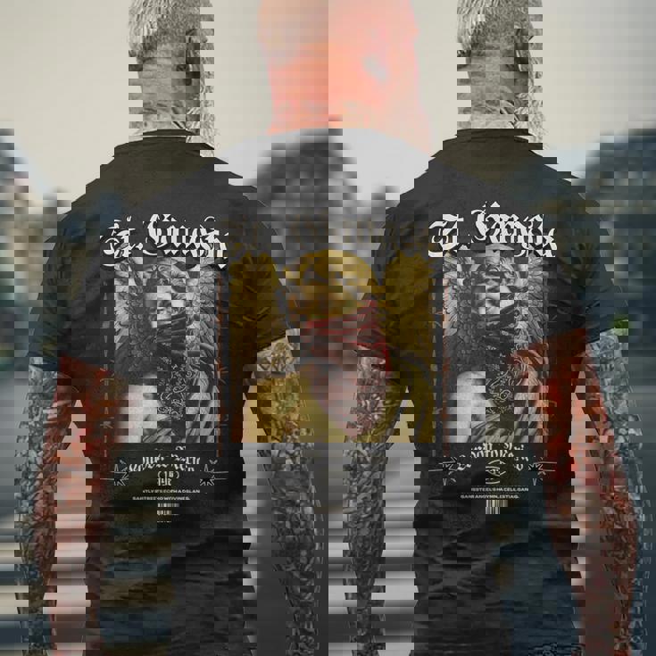 ストリートウェア ギャングスター エンジェル 大胆なアーバンエステック メンズTシャツ バックプリント 高齢者への贈り物