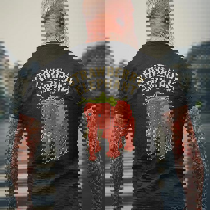 ストロベリーエレファント 面白いイタリアンブレインロットゲームミーム メンズTシャツ バックプリント 高齢者への贈り物