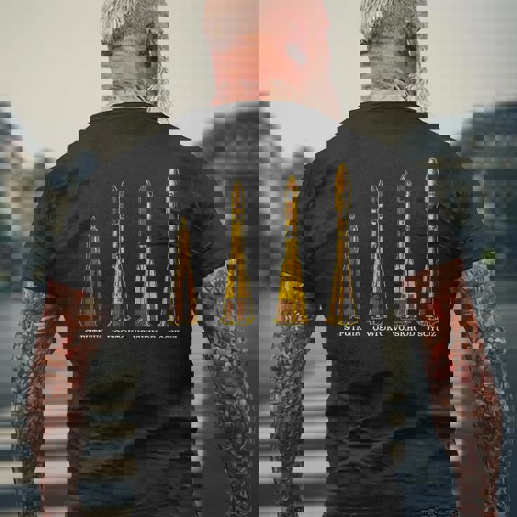 スプートニク ボストーク ヴォスホッド ソユズ ロケット ソ連 宇宙飛行機 メンズTシャツ バックプリント 高齢者への贈り物