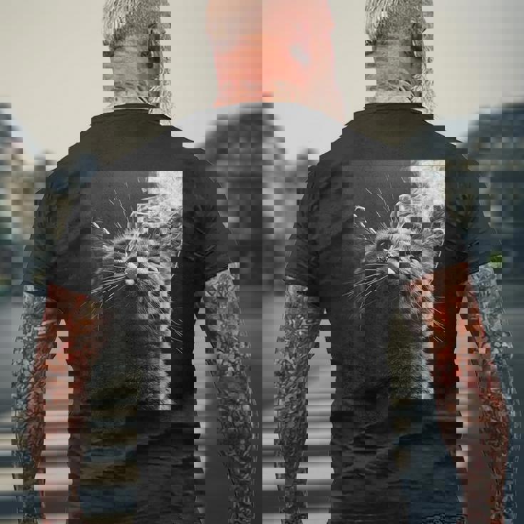 スモーキング 猫 ミーム 大人 ユーモア ノベルティ グラフィック メンズTシャツ バックプリント 高齢者への贈り物