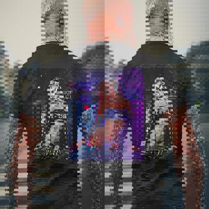 セクシーガールedmシャツメンズ–セクシーブロンドdjレイブ メンズTシャツ バックプリント 高齢者への贈り物