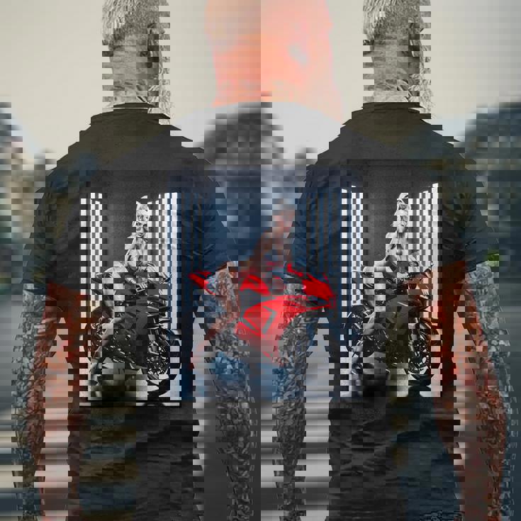 セクシーガールグラフィックtシャツ セクシーなブロンドガール&レッドストリートバイク メンズTシャツ バックプリント 高齢者への贈り物