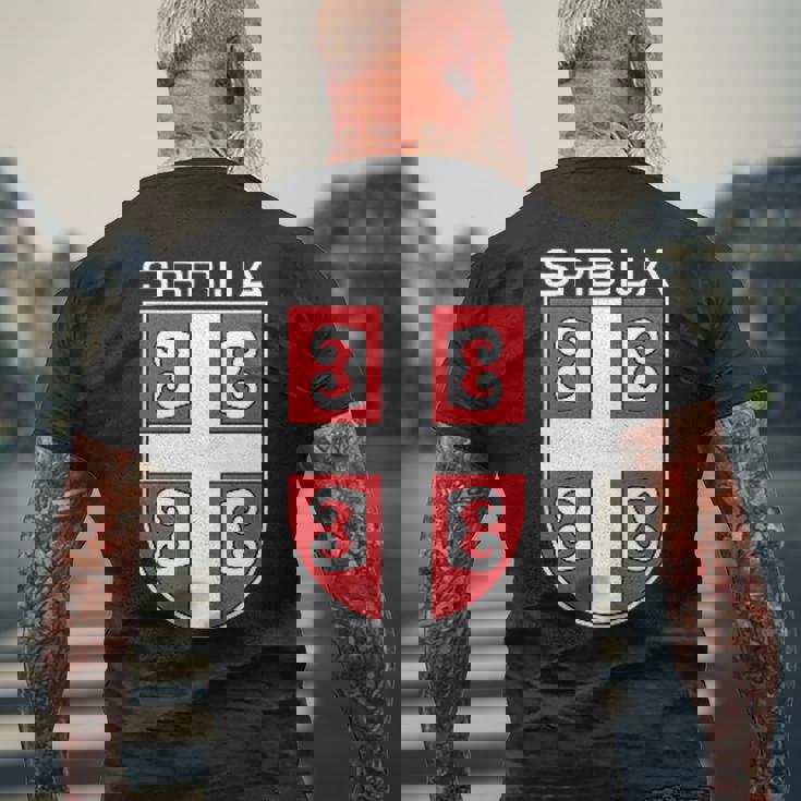 セルビアクロスシールドセルビアアーム。 メンズTシャツ バックプリント 高齢者への贈り物