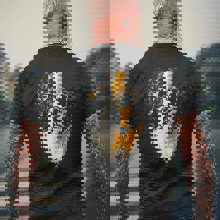 セントバーナード 犬 グラフィック ペット アートワーク セントバーナード メンズTシャツ バックプリント 高齢者への贈り物