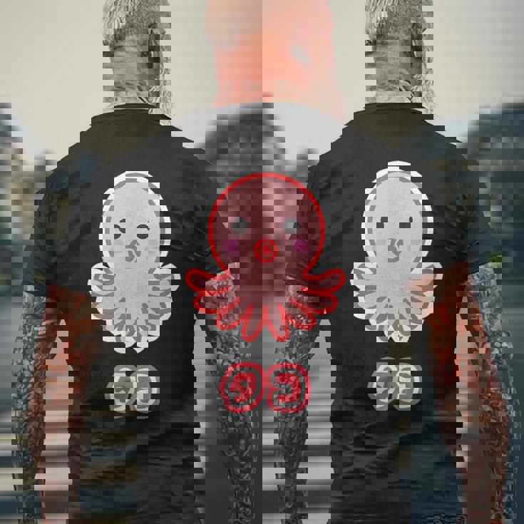 タコ【どうぶつフレンズ】蛸 水族館 ゆるくて かわいい 面白 動物 キャラクター メンズTシャツ バックプリント 高齢者への贈り物