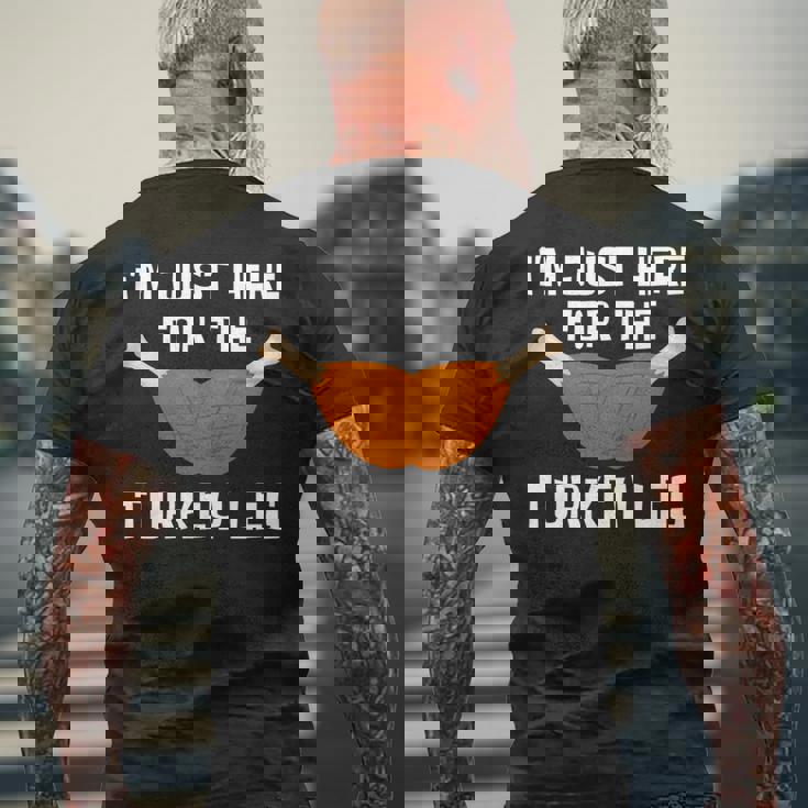 ターキー・レッグ・ファニー・サンクスギビング・ターキーのためにここに来たんだ 長袖tシャツ メンズTシャツ バックプリント 高齢者への贈り物