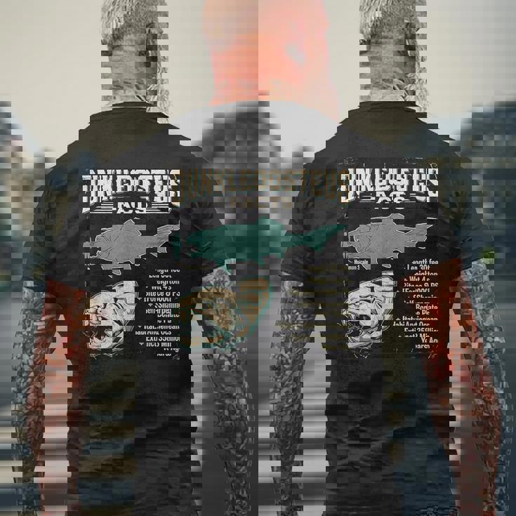 ダンクルオステウス Dunkleosteus Facts 古代魚 恐竜 海洋 生物 学習 図解 メンズTシャツ バックプリント 高齢者への贈り物