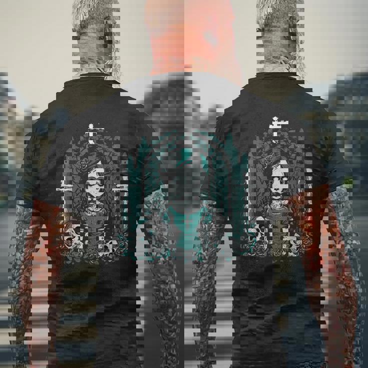 ダーク ゾンビ ゴシック人形 ちびスタイルと不気味な メンズTシャツ バックプリント 高齢者への贈り物