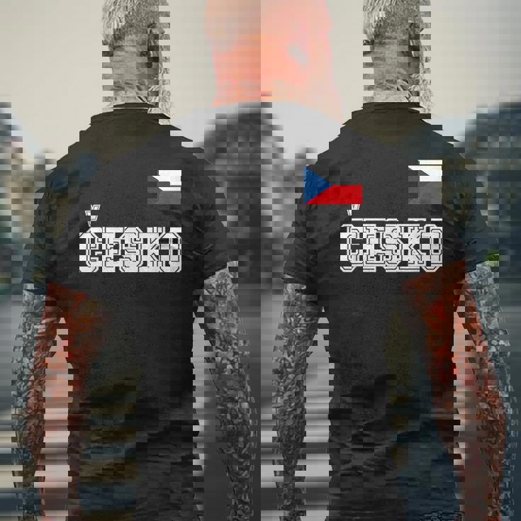 チェコ共和国 胸に Cesko 旗国旗 メンズTシャツ バックプリント 高齢者への贈り物