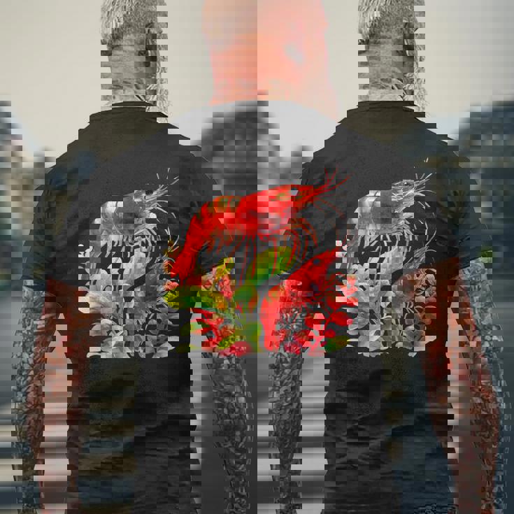 チェリーエビ 水草 水槽 淡水エビ メンズTシャツ バックプリント 高齢者への贈り物