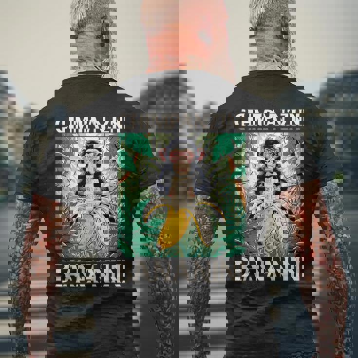 チンパンジーニ バナニーニ イタリアン ブレイン ロート ミーム メンズTシャツ バックプリント 高齢者への贈り物