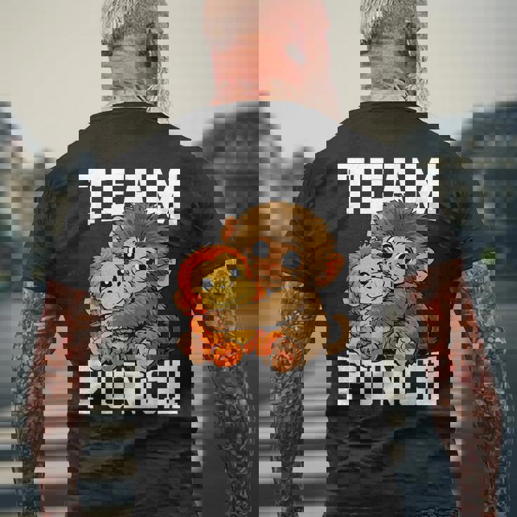 チームパンチ 放棄された猿 パンチくん ベイビーマカク メンズTシャツ バックプリント 高齢者への贈り物