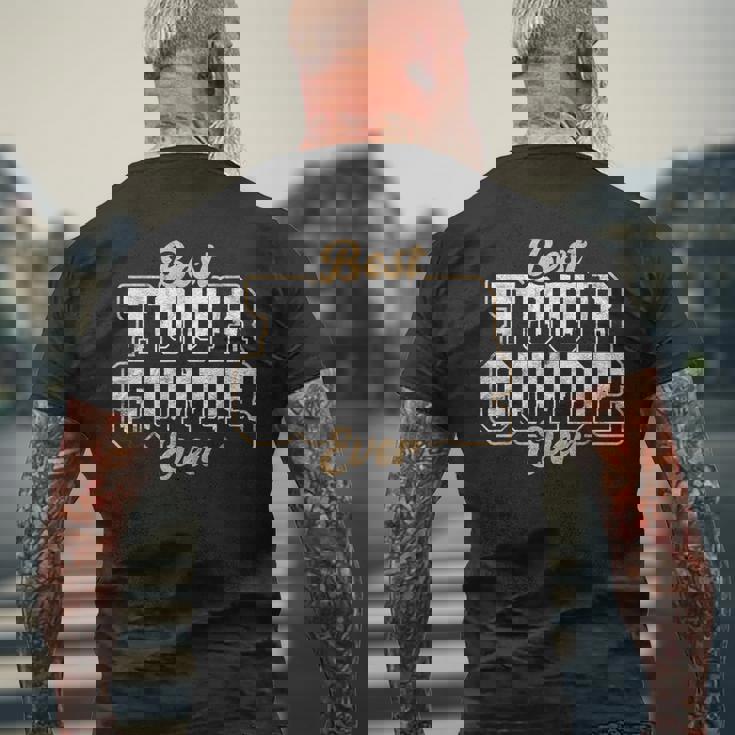 ツアーガイド ツアーコンダクター Best Tour Guide Ever メンズTシャツ バックプリント 高齢者への贈り物