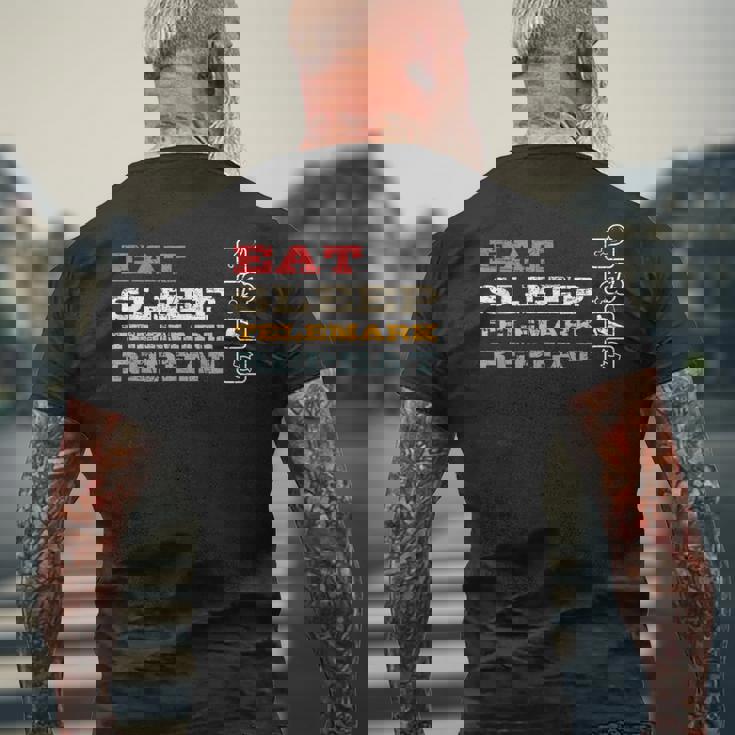 テレマーク ノルウェー スキーヤー スキー バックカントリー スキー テレマーク メンズTシャツ バックプリント 高齢者への贈り物