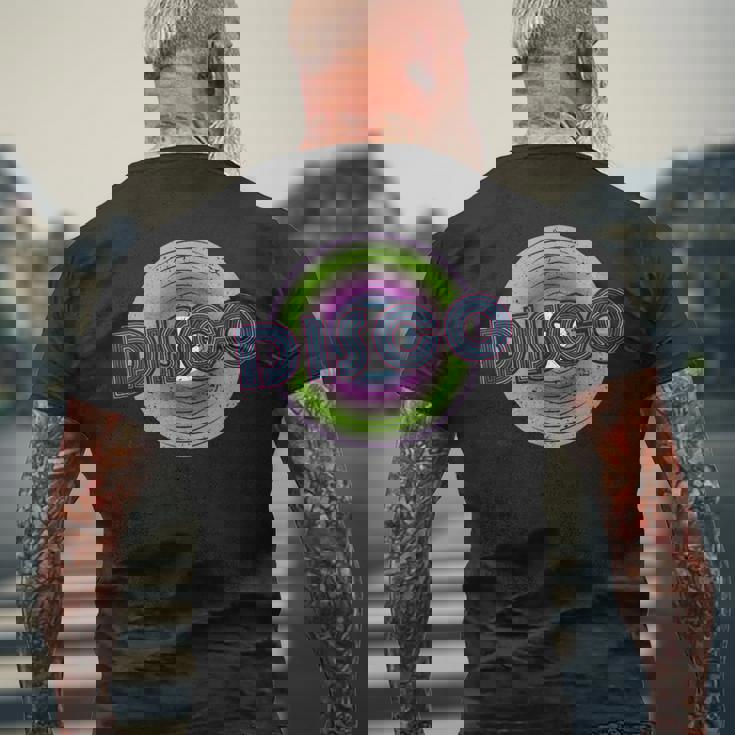 ディスコビニールレコード メンズTシャツ バックプリント 高齢者への贈り物