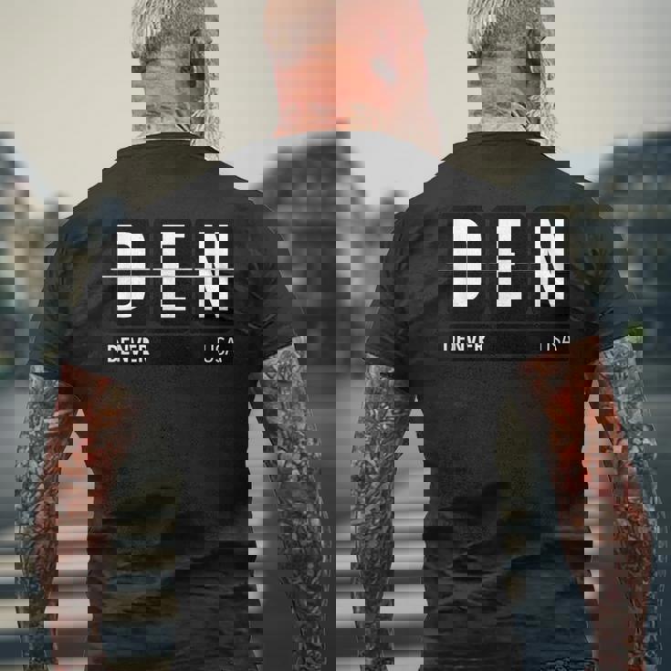 デンデンデンバー コロラドusa 旅行 お土産 白文字 メンズTシャツ バックプリント 高齢者への贈り物