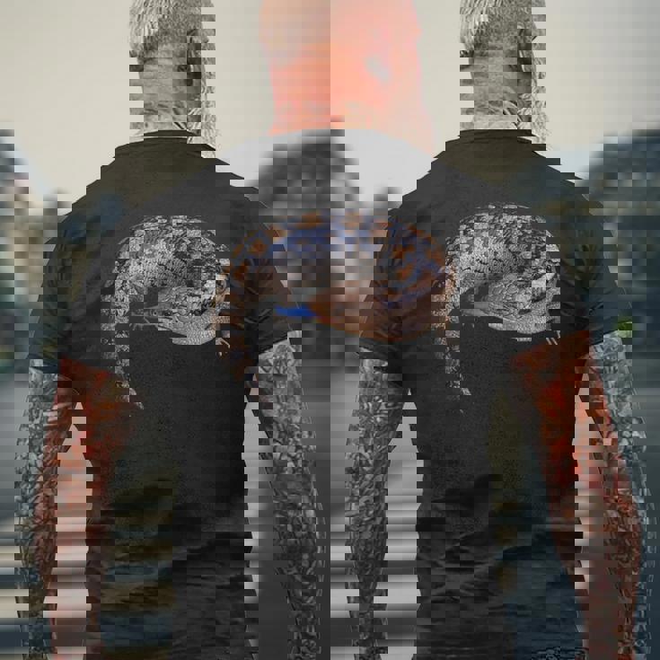 トカゲブルータンペットトカゲ爬虫類 メンズTシャツ バックプリント 高齢者への贈り物