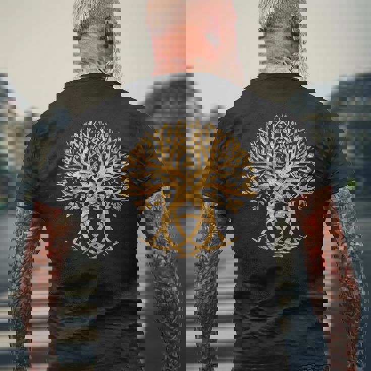 トリケトラ 生命の木 メンズTシャツ バックプリント 高齢者への贈り物