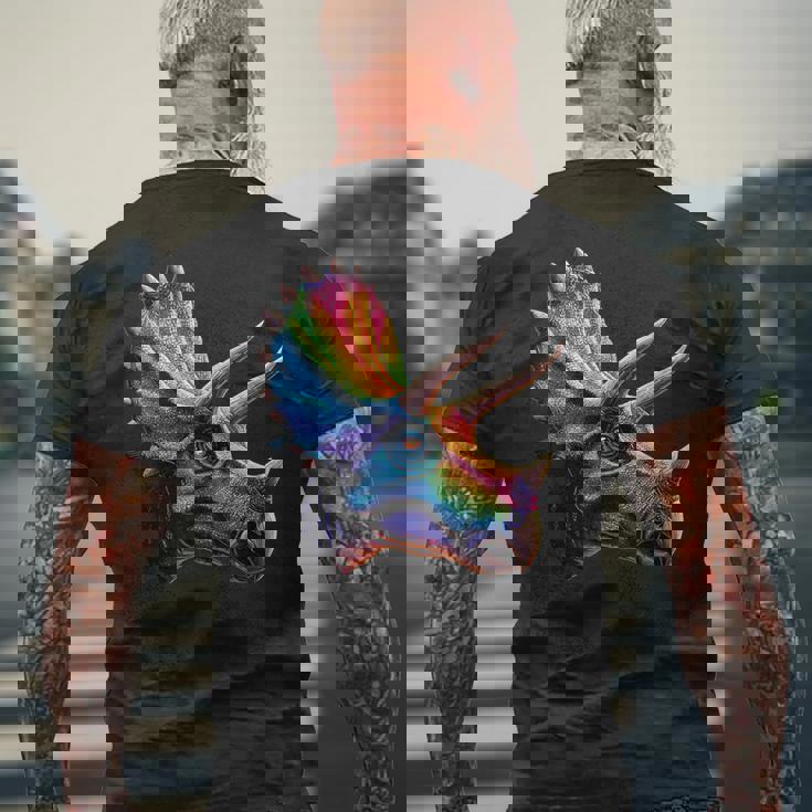 トリケラトプス 恐竜大好き かわいいトリケラトプス メンズTシャツ バックプリント 高齢者への贈り物