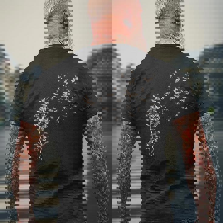 トンボ タンポポ メンズTシャツ バックプリント 高齢者への贈り物