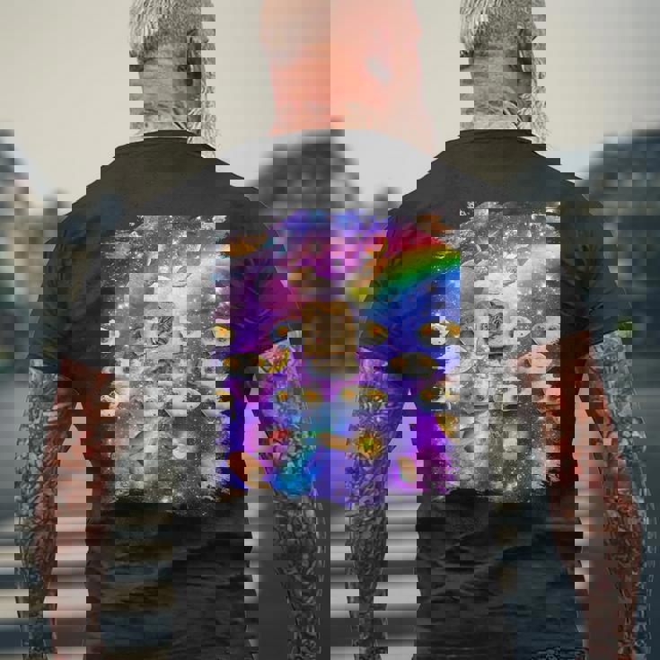 トーストスペース 猫 パンローフキャット レインボーギャラクシー メンズTシャツ バックプリント 高齢者への贈り物