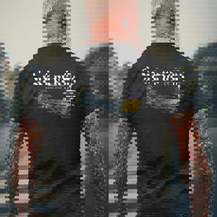 ドイツ戦闘機 I ドイツ軍のウォーバード I ドイツ空軍 第二次世界大戦 メンズTシャツ バックプリント 高齢者への贈り物