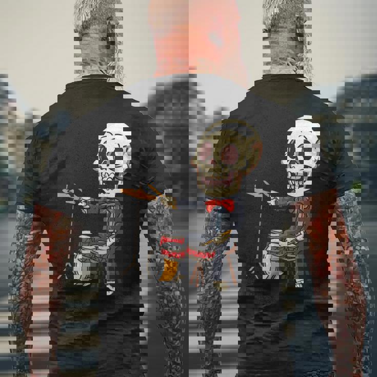 ドラミング スケルトン ドラム プレーヤー ドラマー パーカッション ドラム 長袖tシャツ メンズTシャツ バックプリント 高齢者への贈り物