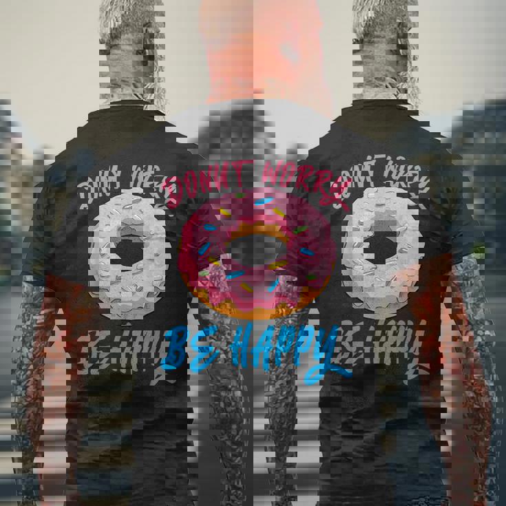 ドーナツ 悩み幸せになる 生地 デザート 幸福 スナック ドーナツ メンズTシャツ バックプリント 高齢者への贈り物