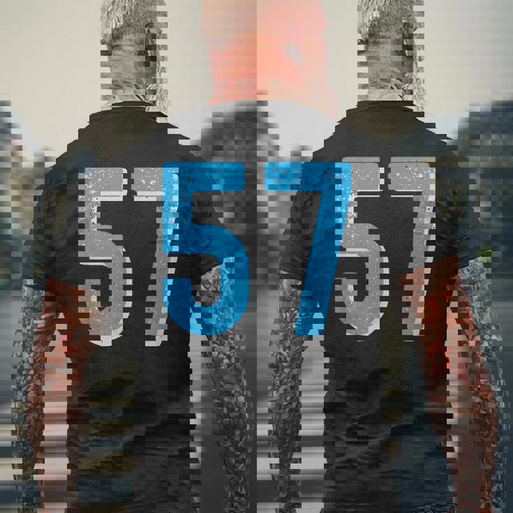 ナンバー 57 スポーツブルーナンバー メンズTシャツ バックプリント 高齢者への贈り物