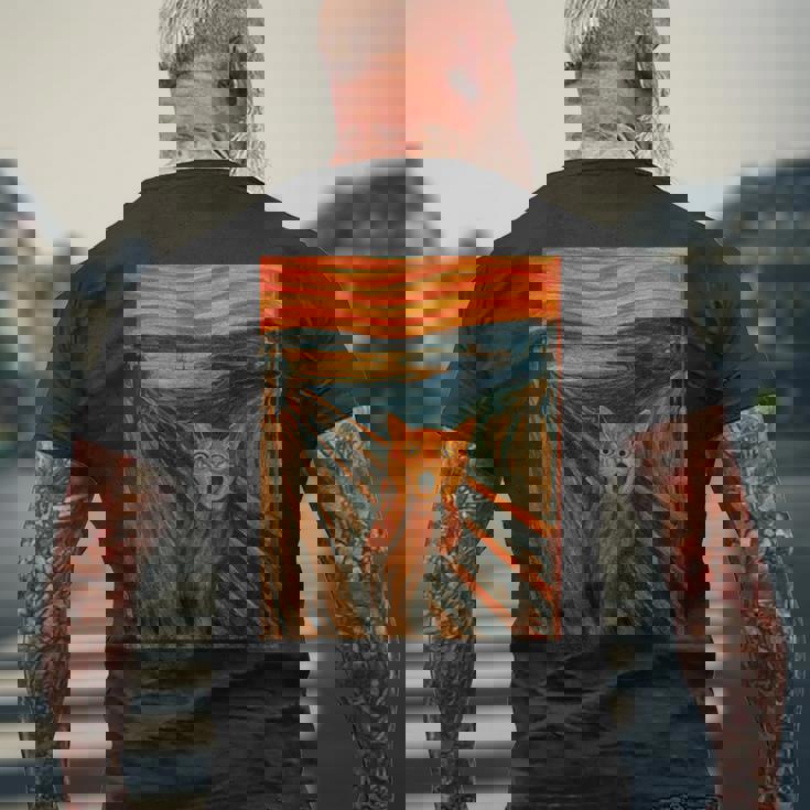 ニャンコの叫び 面白い 猫 ムンクの叫び パロディ おもしろ 服 おもしろグッズ ネタ 長袖tシャツ メンズTシャツ バックプリント 高齢者への贈り物