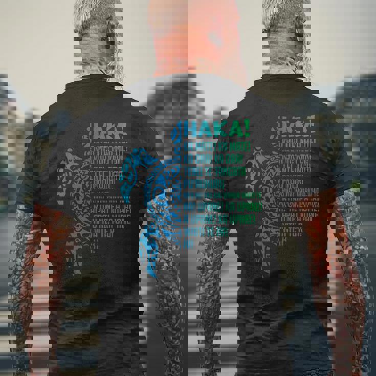 ニュージーランド ハカ カ メイト ソング タートル ラグビー マオリ メンズTシャツ バックプリント 高齢者への贈り物