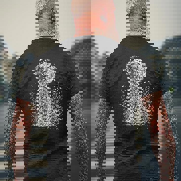 ノーフォークテリア ドッグミュージックヘッドホン ノーフォークテリア メンズTシャツ バックプリント 高齢者への贈り物