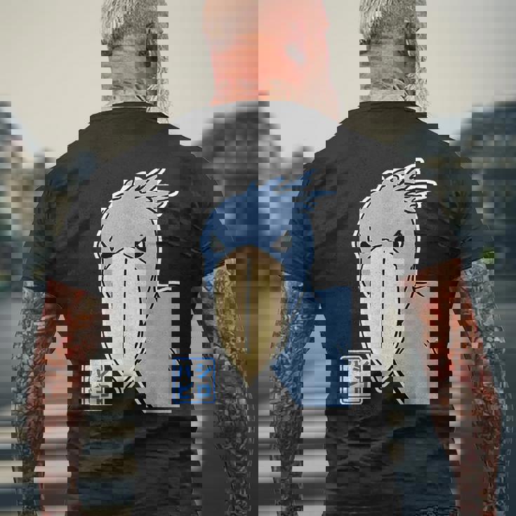 ハシビロコウさん『フル ビッグプリント』青い鳥【どうぶつフレンズ】ゆるくて かわいい 動物園の生き物 イラスト メンズTシャツ バックプリント 高齢者への贈り物