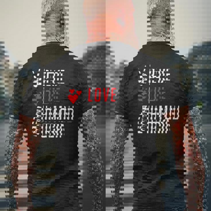 ハモンド・オルガン 特許音楽 メンズTシャツ バックプリント 高齢者への贈り物